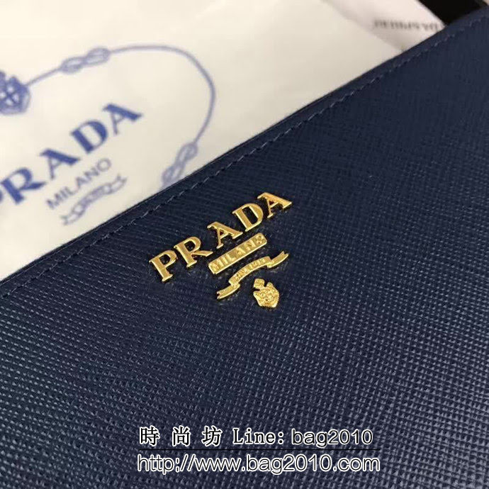 PRADA普拉達 經典款 頂級原單十字紋牛皮 時尚單拉鏈錢包 1ML506 DD1497